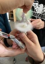 Buzz saw cuts aluminum foil