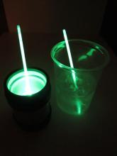 glow sticks in hot (left) and cold (right) water
