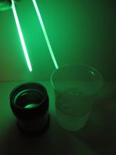 glow sticks from hot (left) and cold (right) water