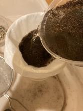 potting soil/vermiculite floats on water, while sand sinks...