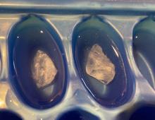 Quartz no bubbles (left) Calcite bubbles (right)