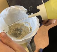 vermiculite floats on water, while sand sinks