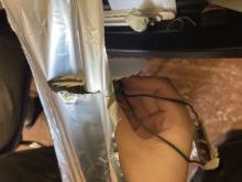 Buzz saw cuts aluminum foil