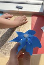 full sun on the solar panel turns the fan