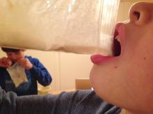 Drinking the sloppy ice cream