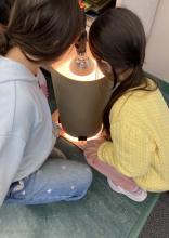 Using an infra red lamp (shielded) to heat sheets