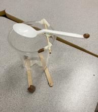 the inside of the cup acts as a stop. this model also has drainage.