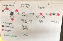Instructions for testing different juices, once the chemical equation is understood