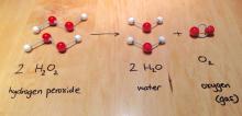 Chemical reaction of hydrogen peroxide making gas