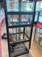 elevator showing passenger car and counterweight 
